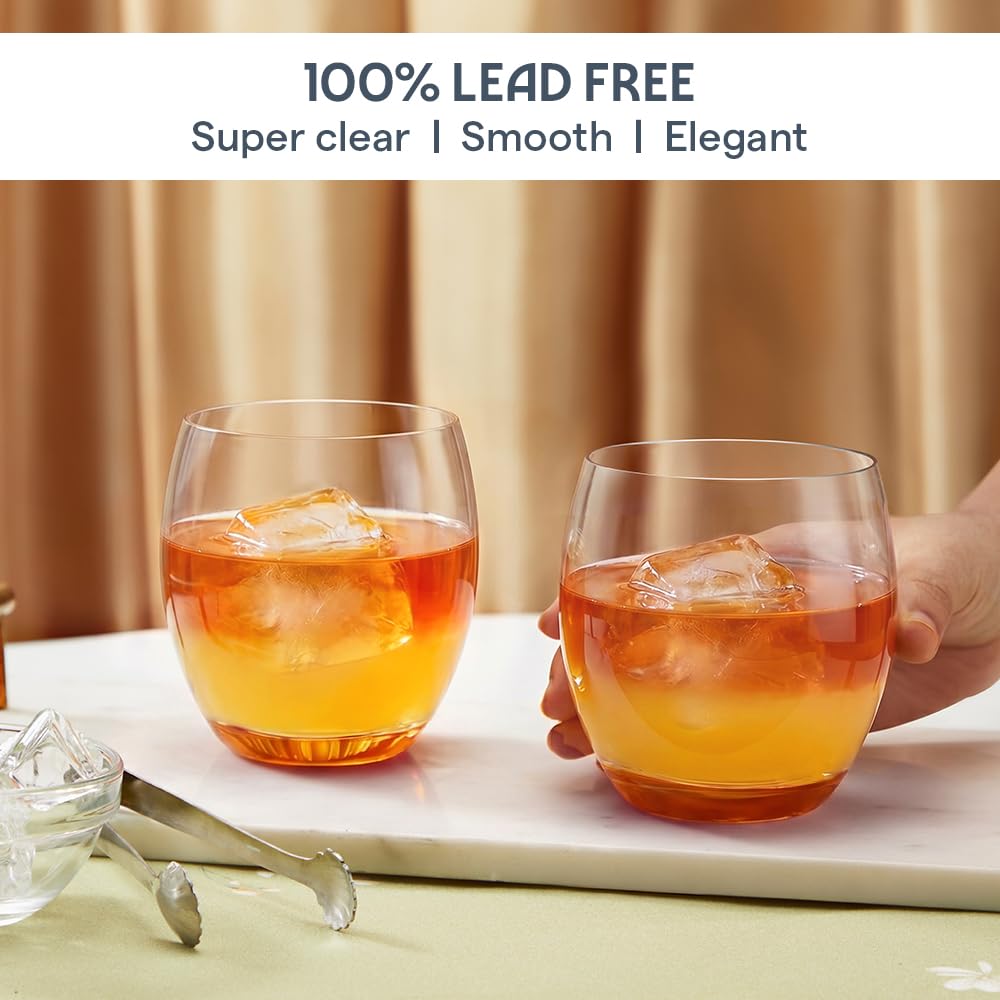 Borosil 400ml x 6pc Bliss Orange Glass Set | Tumblers with Color Base | Stylish Drinking Glasses for Water, Juice & Soft Drinks | Elegant Glassware for Home, Parties & Gifting BGFGSD00047