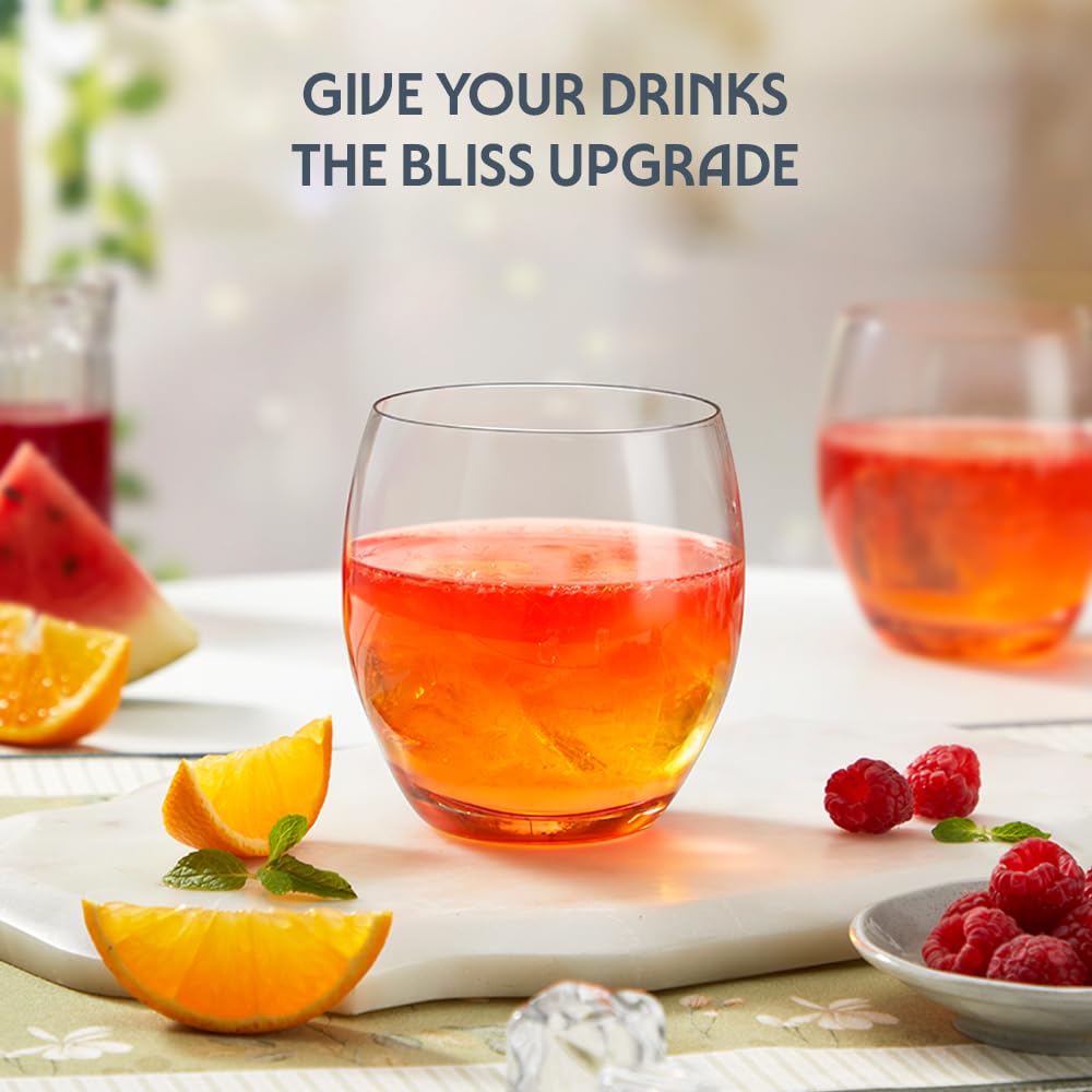 Borosil 400ml x 6pc Bliss Orange Glass Set | Tumblers with Color Base | Stylish Drinking Glasses for Water, Juice & Soft Drinks | Elegant Glassware for Home, Parties & Gifting BGFGSD00047