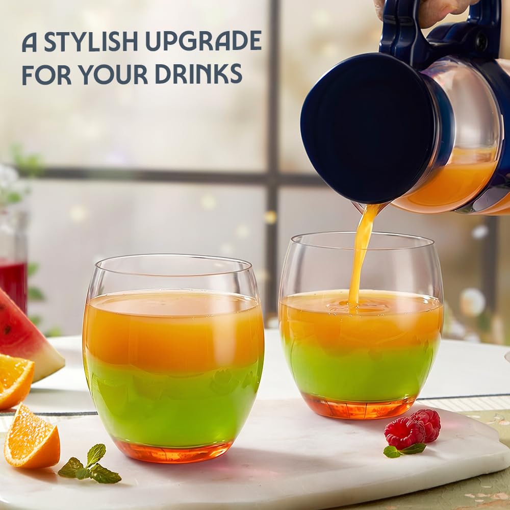 Borosil 400ml x 6pc Bliss Orange Glass Set | Tumblers with Color Base | Stylish Drinking Glasses for Water, Juice & Soft Drinks | Elegant Glassware for Home, Parties & Gifting BGFGSD00047