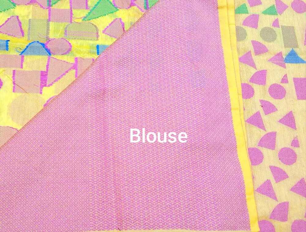 Artistic Geometric Banarasi Cotton Silk Meenakari Saree