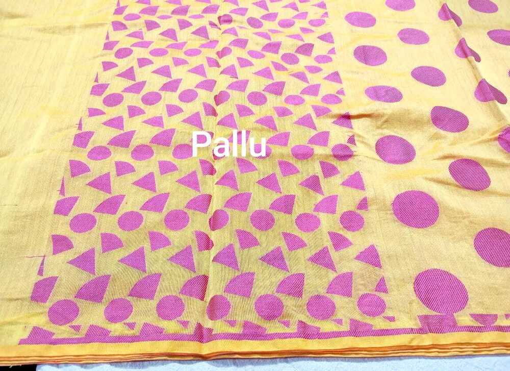 Artistic Geometric Banarasi Cotton Silk Meenakari Saree