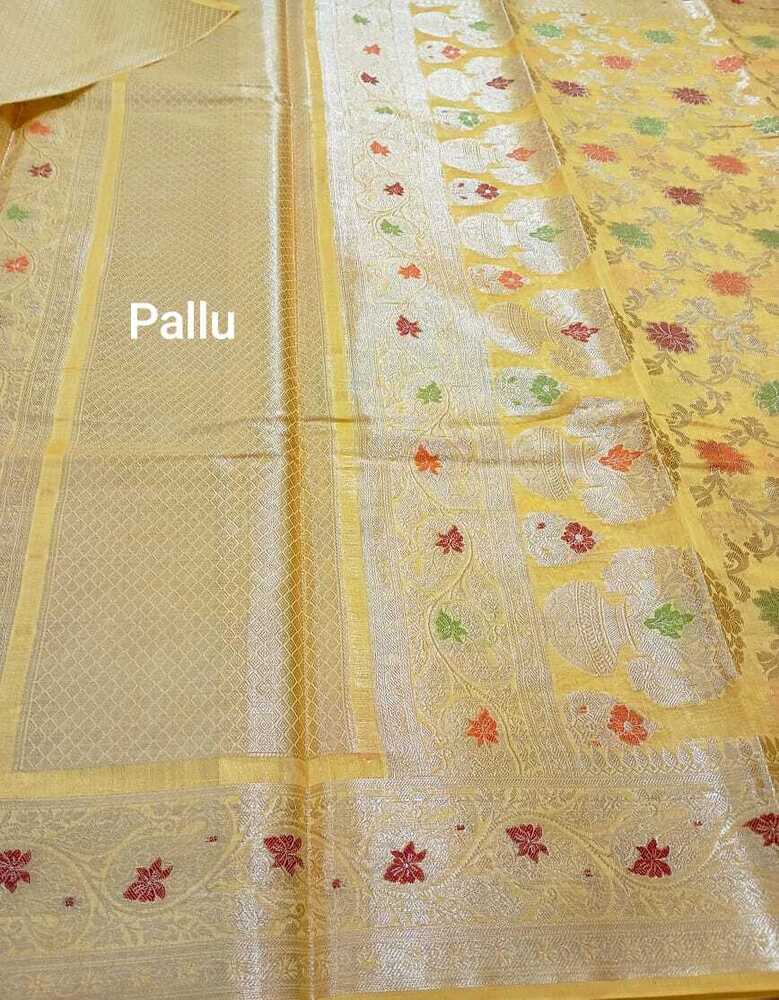 Modern Geometric Banarasi Cotton Silk Meenakari Saree