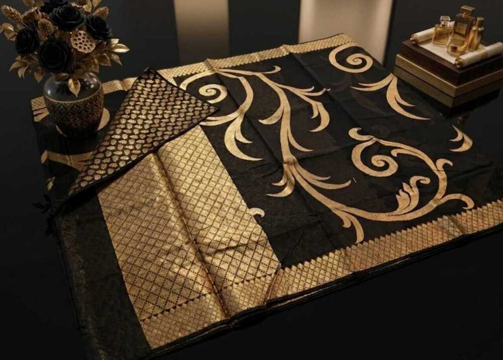 Premium Banarasi Cotton Silk Floral Zari Jaal Saree
