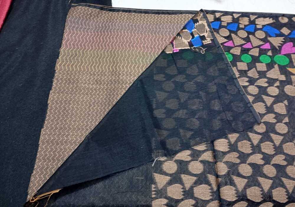 Regal Gold Floral Banarasi Cotton Silk Meenakari Saree