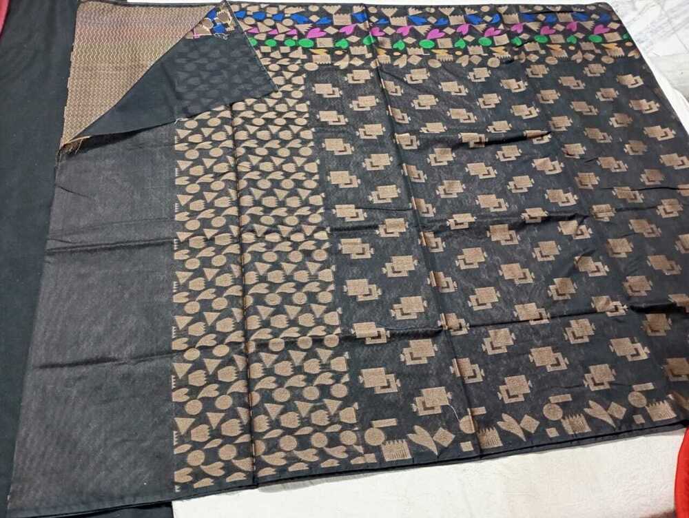 Regal Gold Floral Banarasi Cotton Silk Meenakari Saree