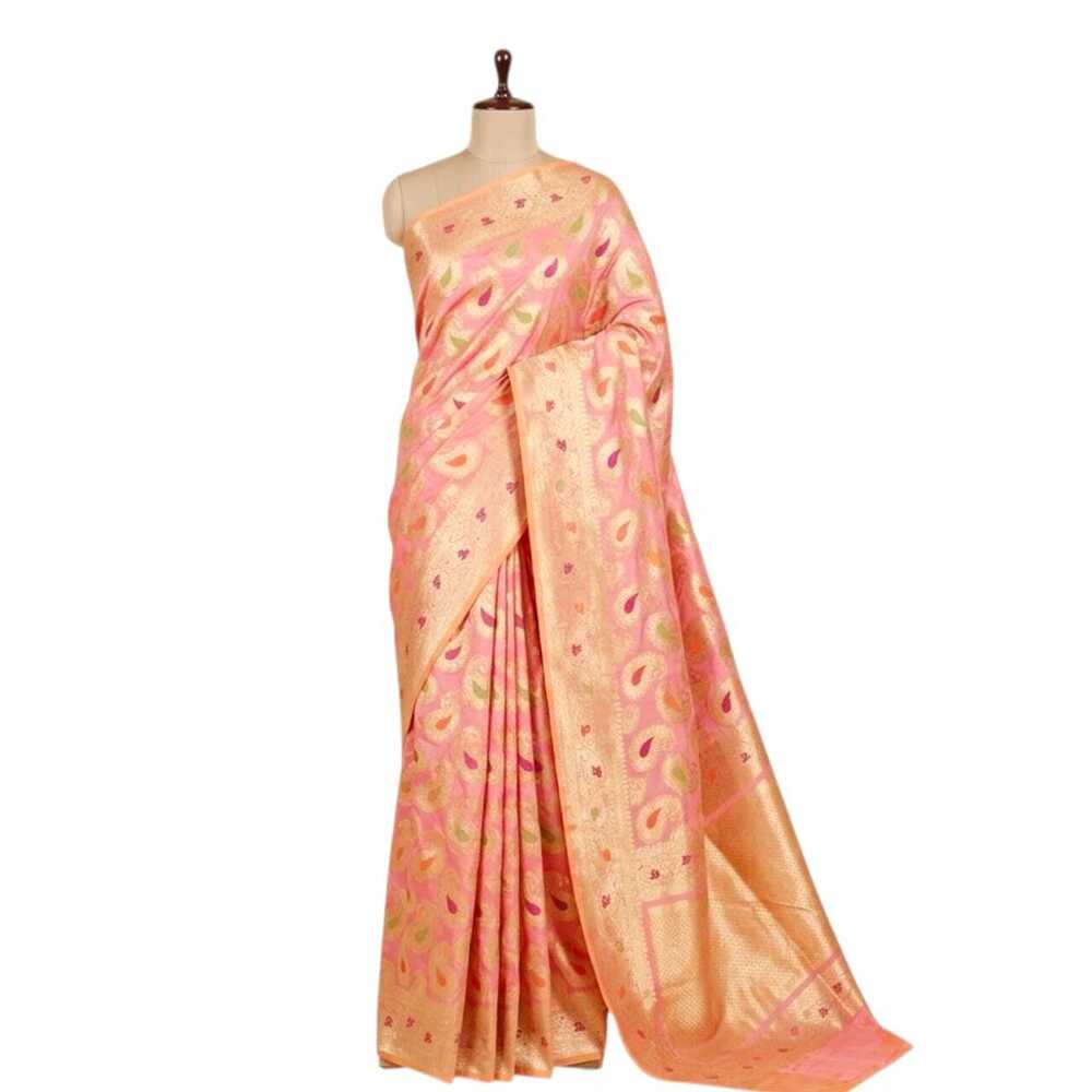 Royal Paisley Banarasi Cotton Silk Meenakari Saree