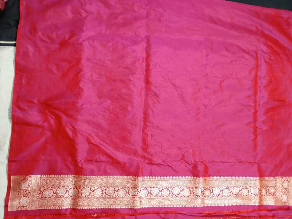 Rani Pink Katan Single Jaal Silk Saree