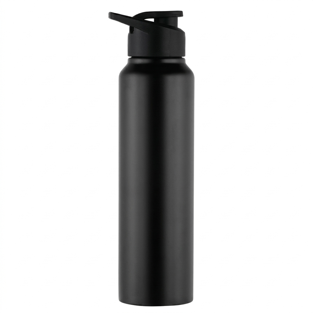 Stainless Steel Single Wall Classic Sipper Bottle, Black Color, 1000ml