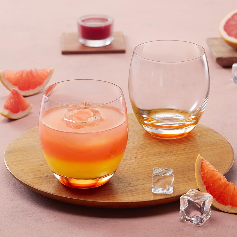 Borosil 400ml x 2pc Bliss Orange Glass Set | Tumblers with Color Base | Stylish Drinking Glasses for Water, Juice & Soft Drinks | Elegant Glassware for Home, Parties & Gifting BGFGSD00014