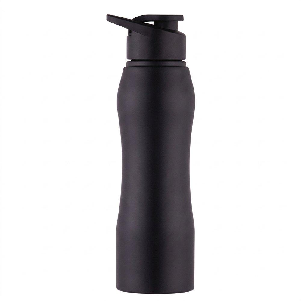 Stainless Steel Single Wall Curvy Black Color Sipper Bottle, 1000ml