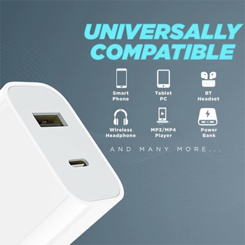 Voltrexon 45w Fast Charger Adapter with Dual Output USB+ Type C