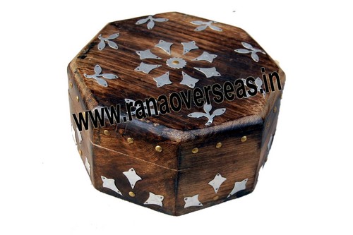 Antique Look Wooden Box - Polished Wood, 4x6 & 8x5 & 10x4 Inch Sizes | Customized Color & Printing, Hand-Carved Folk Art Design for Jewelry & Home Decoration