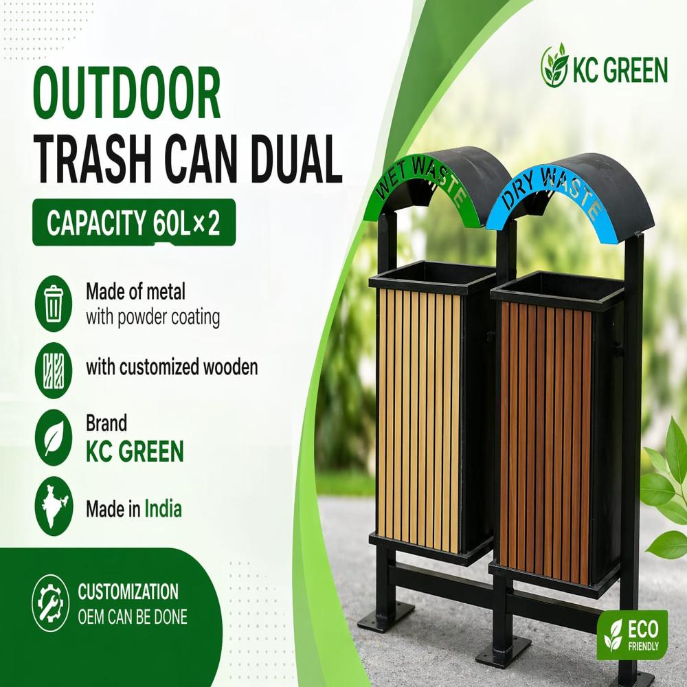 Outer Area Wooden Dual Bin 80L