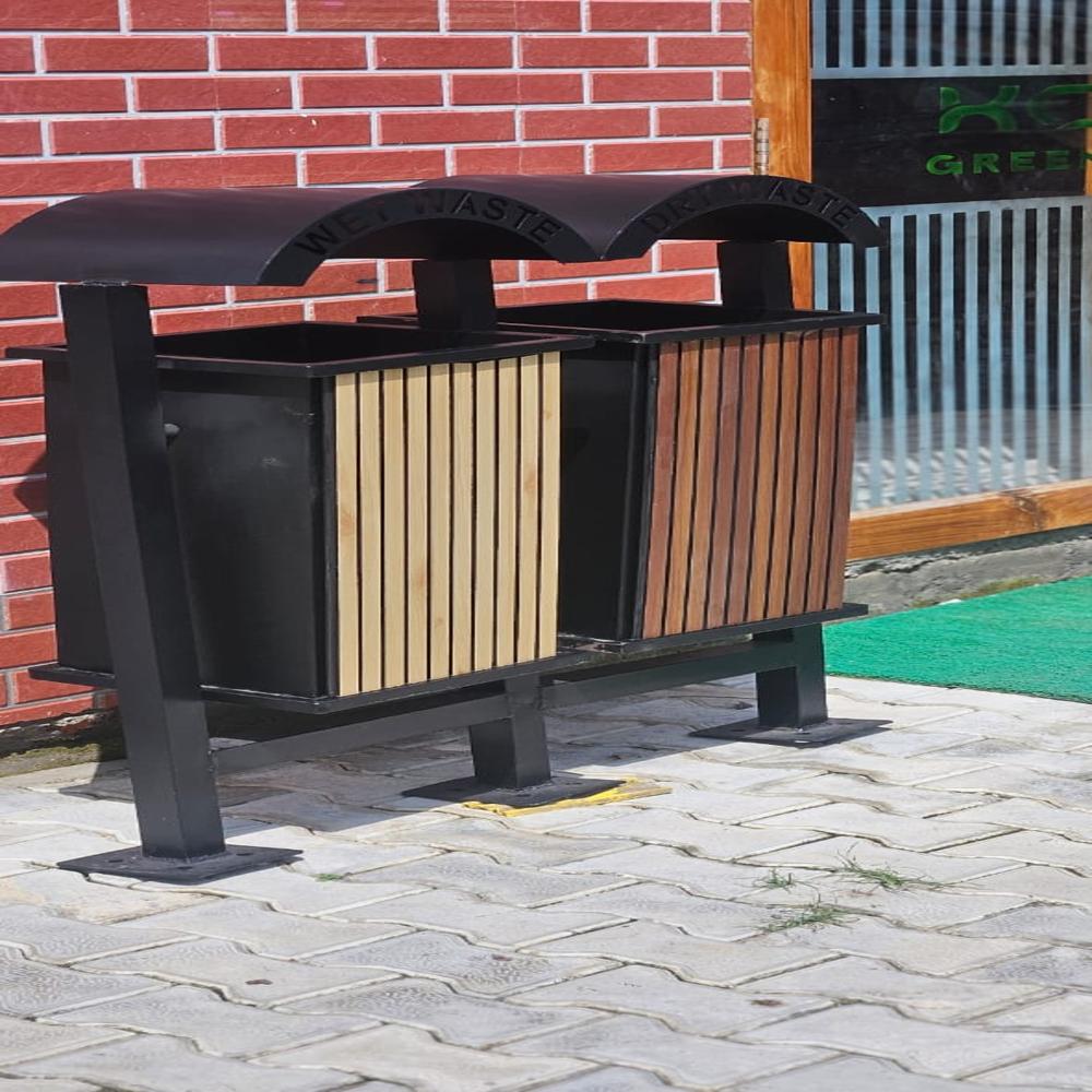 Outer Area Wooden Dual Bin 80L