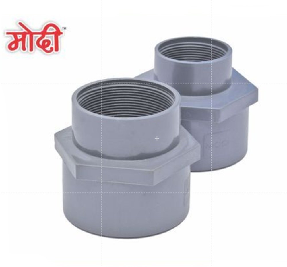 Pvc Female Threaded Adapter - Pvc Material, 1/2 Inch & 3/4 Inch Sizes, Grey Color, Round Shape, Female Connection | Versatile For Plumbing Applications