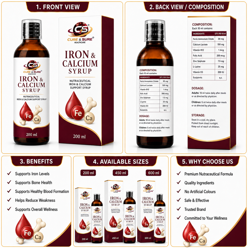 Nutraceuticals Iron & Calcium Syrup Third Party Manufacturing