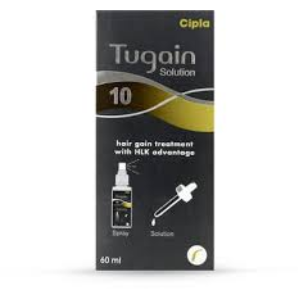 Tugain 10 Solution Minoxidil - Clear Topical Liquid, 60 Ml Dropper Bottle, 10% Minoxidil, Alcohol-based, Mild Fragrance
