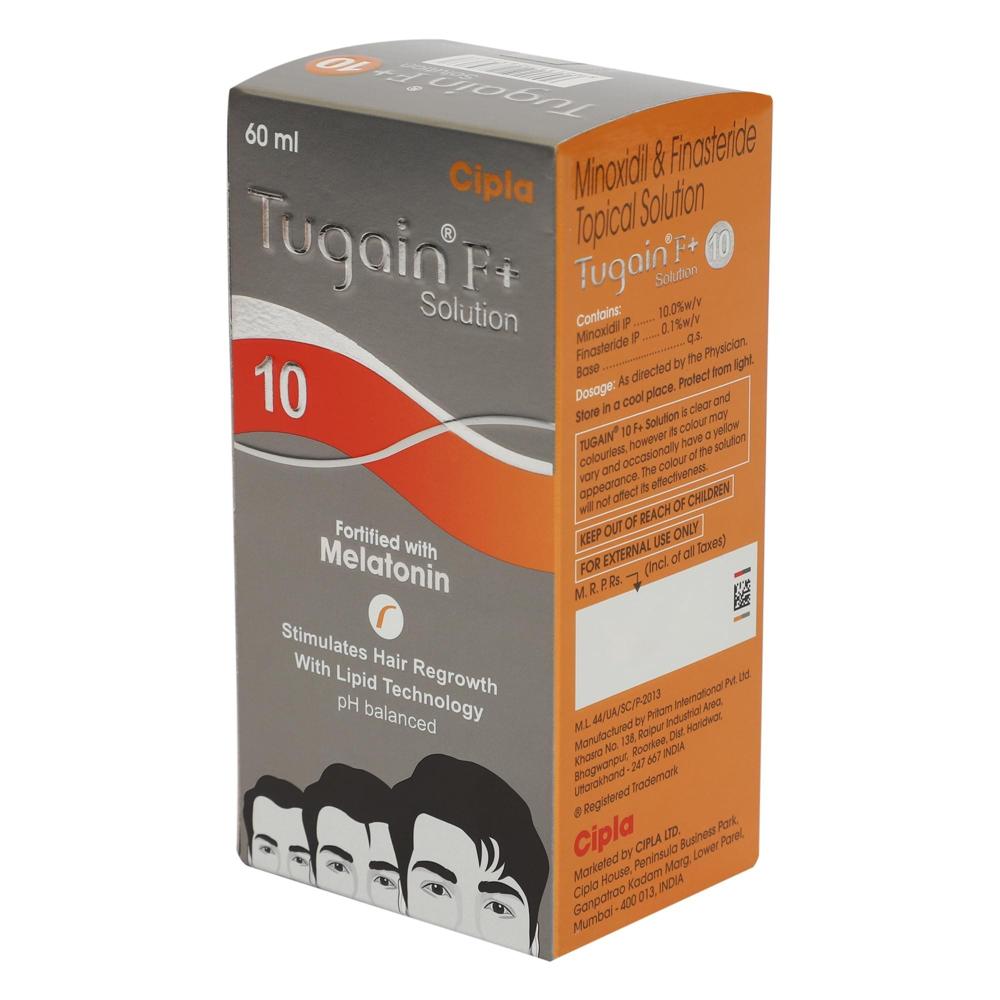Tugain 10 Solution Minoxidil - Clear Topical Liquid, 60 Ml Dropper Bottle, 10% Minoxidil, Alcohol-based, Mild Fragrance