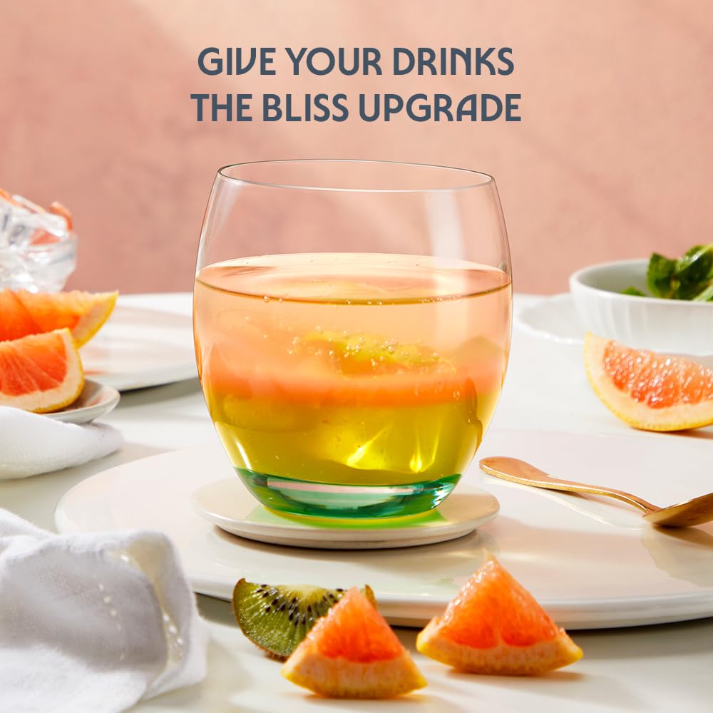 Borosil 400ml x 6pc Bliss Green Glass Set | Tumblers with Color Base | Stylish Drinking Glasses for Water, Juice & Soft Drinks | Elegant Glassware for Home, Parties & Gifting BGFGSD00049
