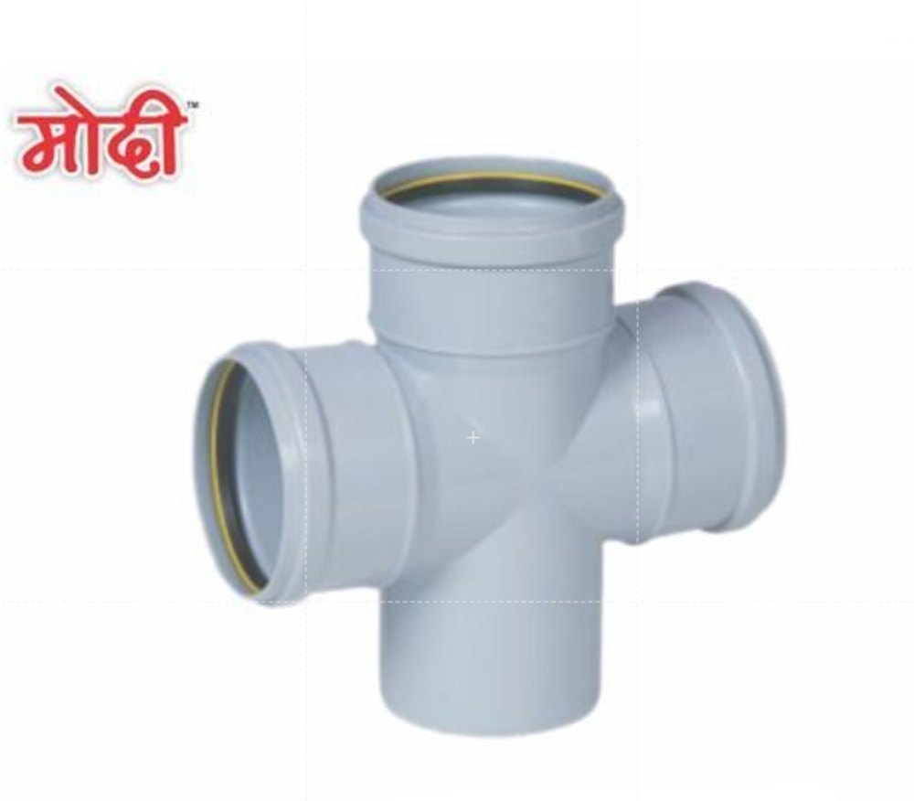 4 Way Pvc Tee - Pvc Material, Grey Color | Efficient Fluid Flow, Leak-proof Seal, Ideal For Gas And Hydraulic Pipe Systems