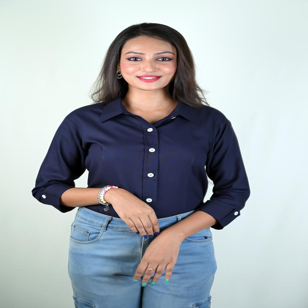 Rayon Solid Colour Shirt Office wear