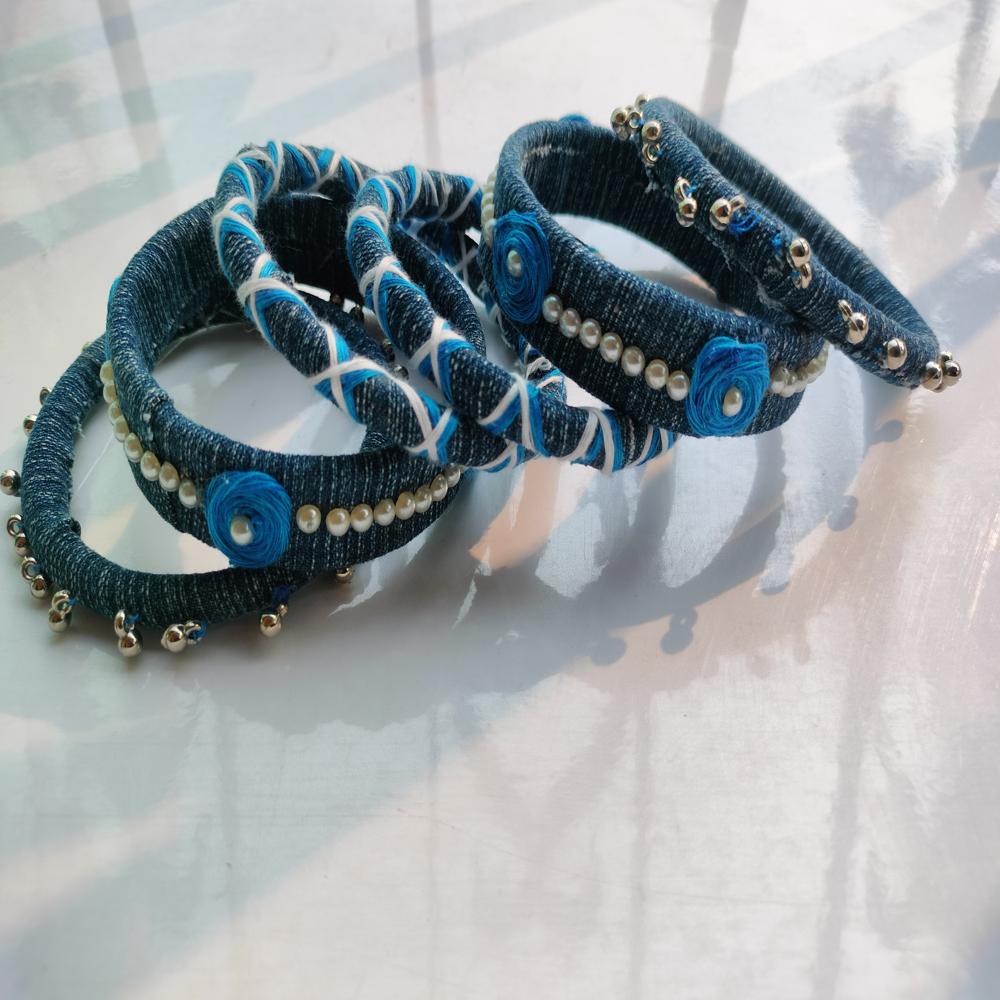 Handmade Fabric Bangles - Size: 2.6