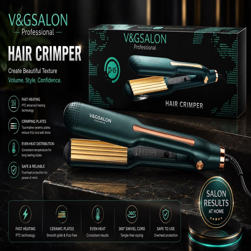 V&G D15 Hair Crimper - Body Material: Plastic