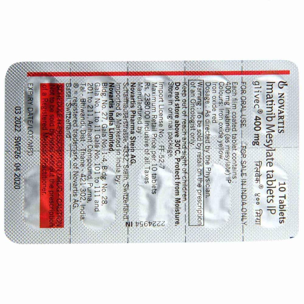Glivec 400 Mg Tablet - Ingredients: Imatinib Mesylate