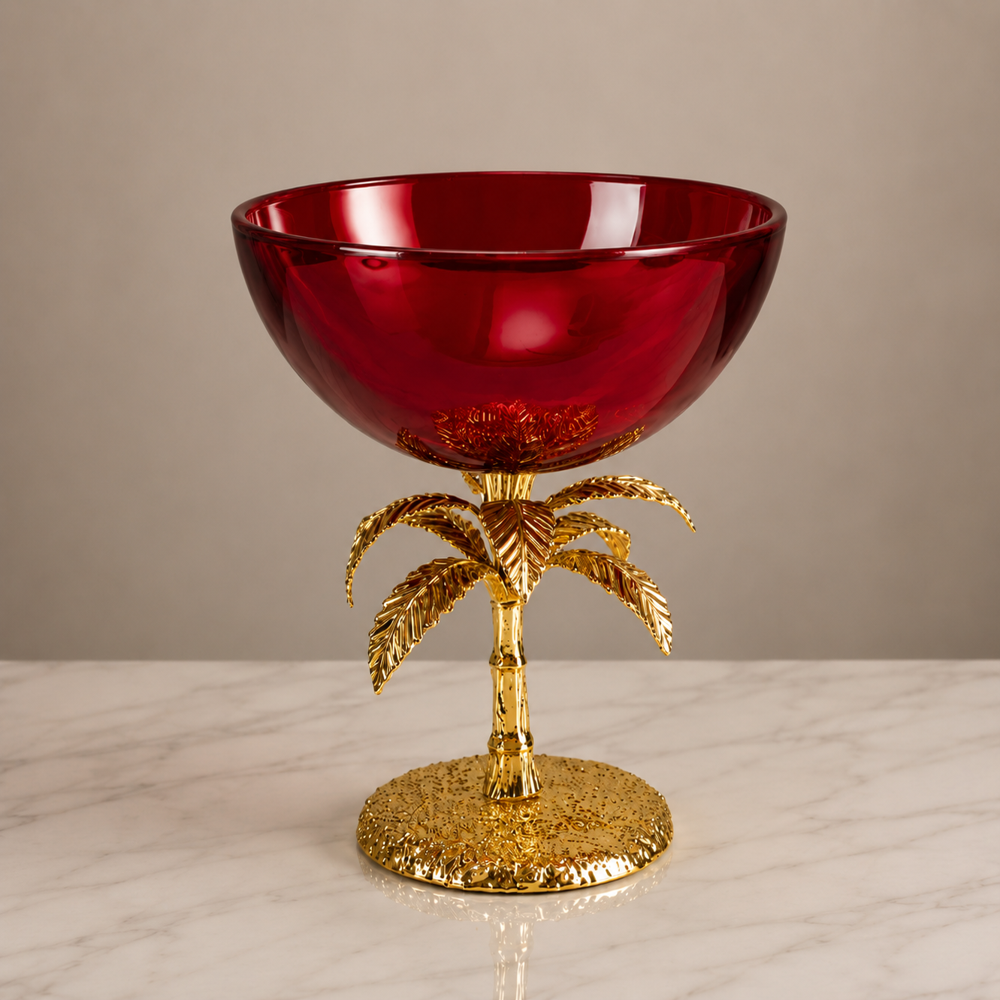 Glass Bowl With Golden Stand
