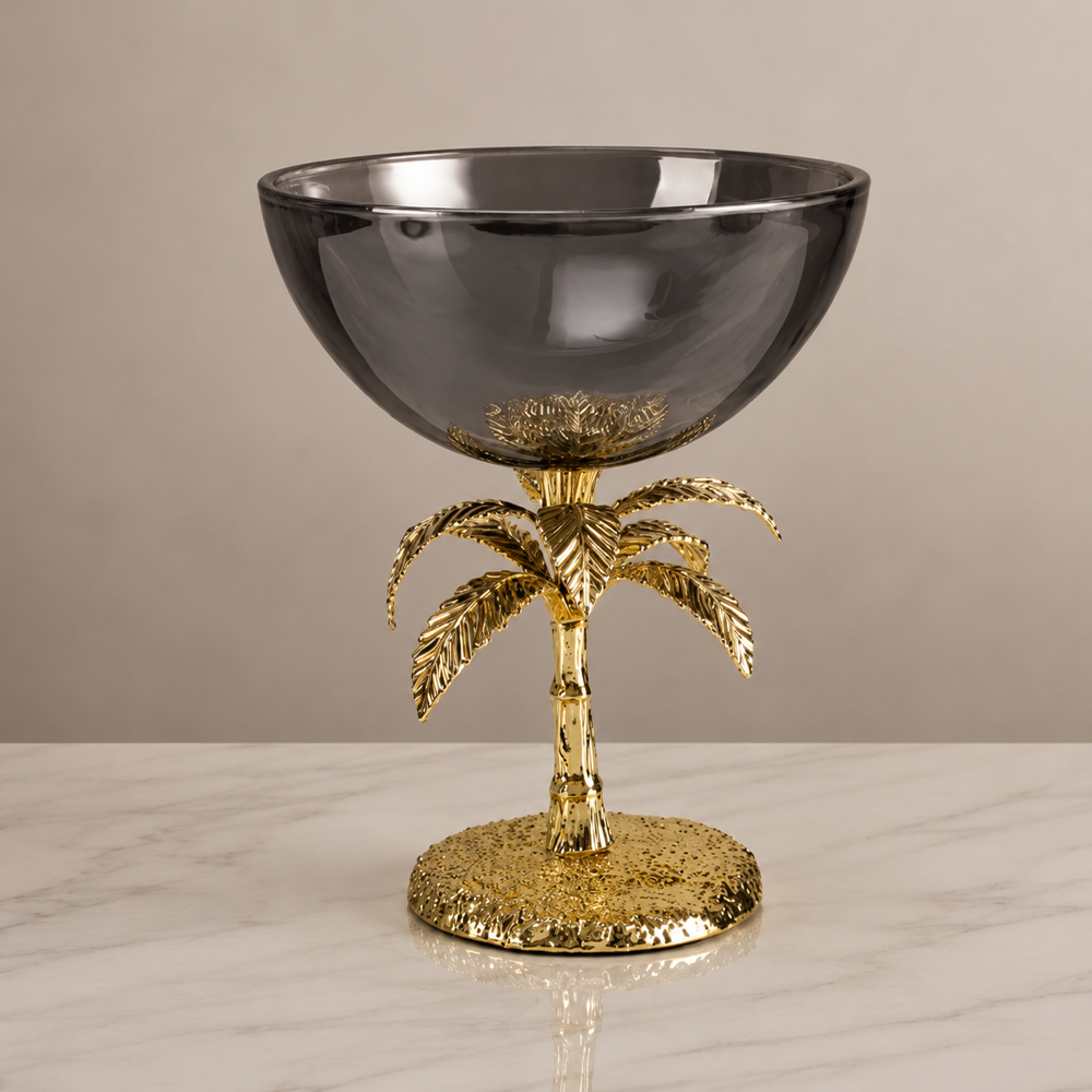 Glass Bowl With Golden Stand