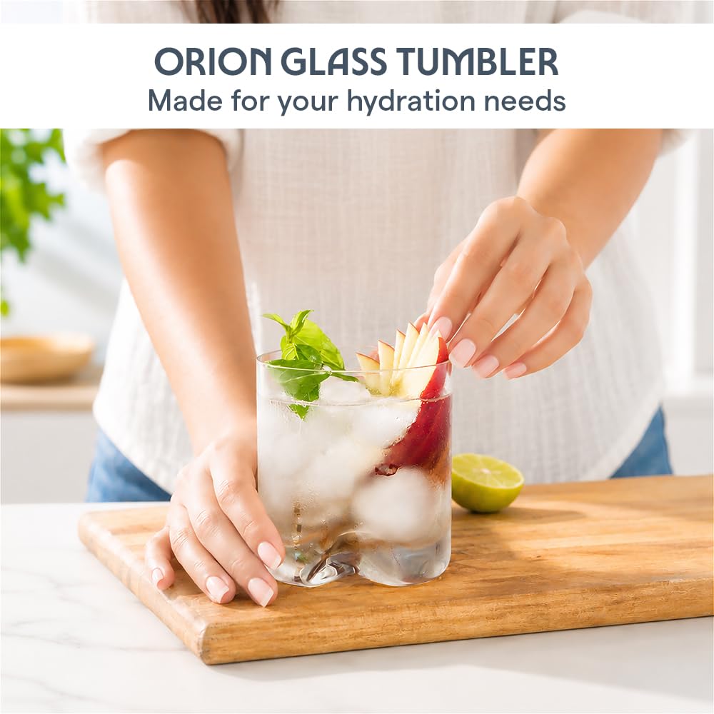 Borosil 275ml x 6pc Orion Glass Tumbler Set | Stylish Drinking Glasses for Water, Juice & Soft Drinks | Elegant Glassware for Home, Parties & Gifting BGFGSD00052 