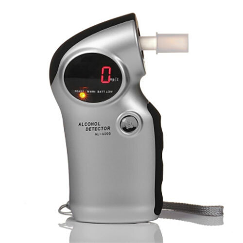 Digital Alcohol Breath Tester - ABS Plastic, Silver Black, 0.01% BAC Accuracy | Semiconductor Sensor, Audible Alarm, LCD Display