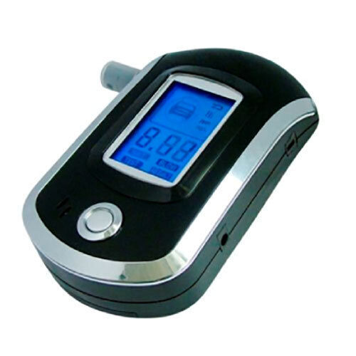 SZDT - 4 Alcohol Breath Analyzer - Black and Silver, 110mm, Semiconductor Sensor | 0.01% Accuracy, 500 Test Memory, LCD Display with Backlight, Audio-Visual Alarms