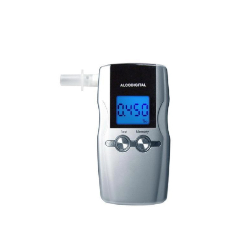 Digital Alcohol Breath Tester - Silver/Black, 120x60x25 mm, Advanced Semiconductor Sensor | Portable, Backlit LCD, Audible Alarm, Auto Power Off