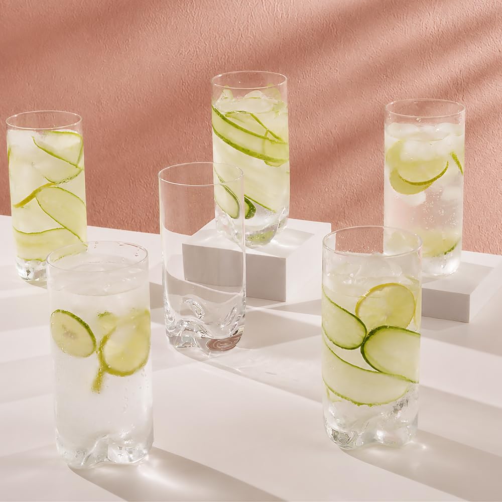 Borosil 350ml x 6pc Orion Glass Tumbler Set | Stylish Drinking Glasses for Water, Juice & Soft Drinks | Elegant Glassware for Home, Parties & Gifting BGFGSD00037