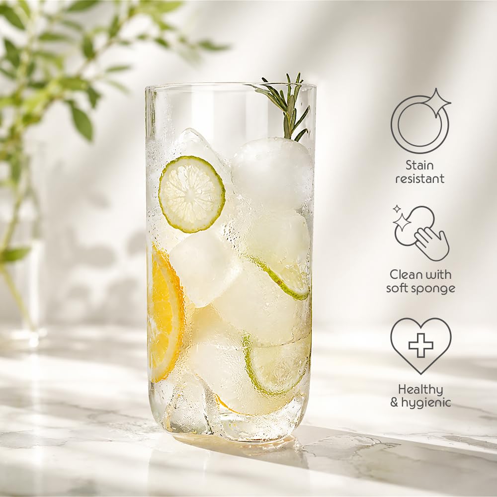 Borosil 350ml x 6pc Orion Glass Tumbler Set | Stylish Drinking Glasses for Water, Juice & Soft Drinks | Elegant Glassware for Home, Parties & Gifting BGFGSD00037