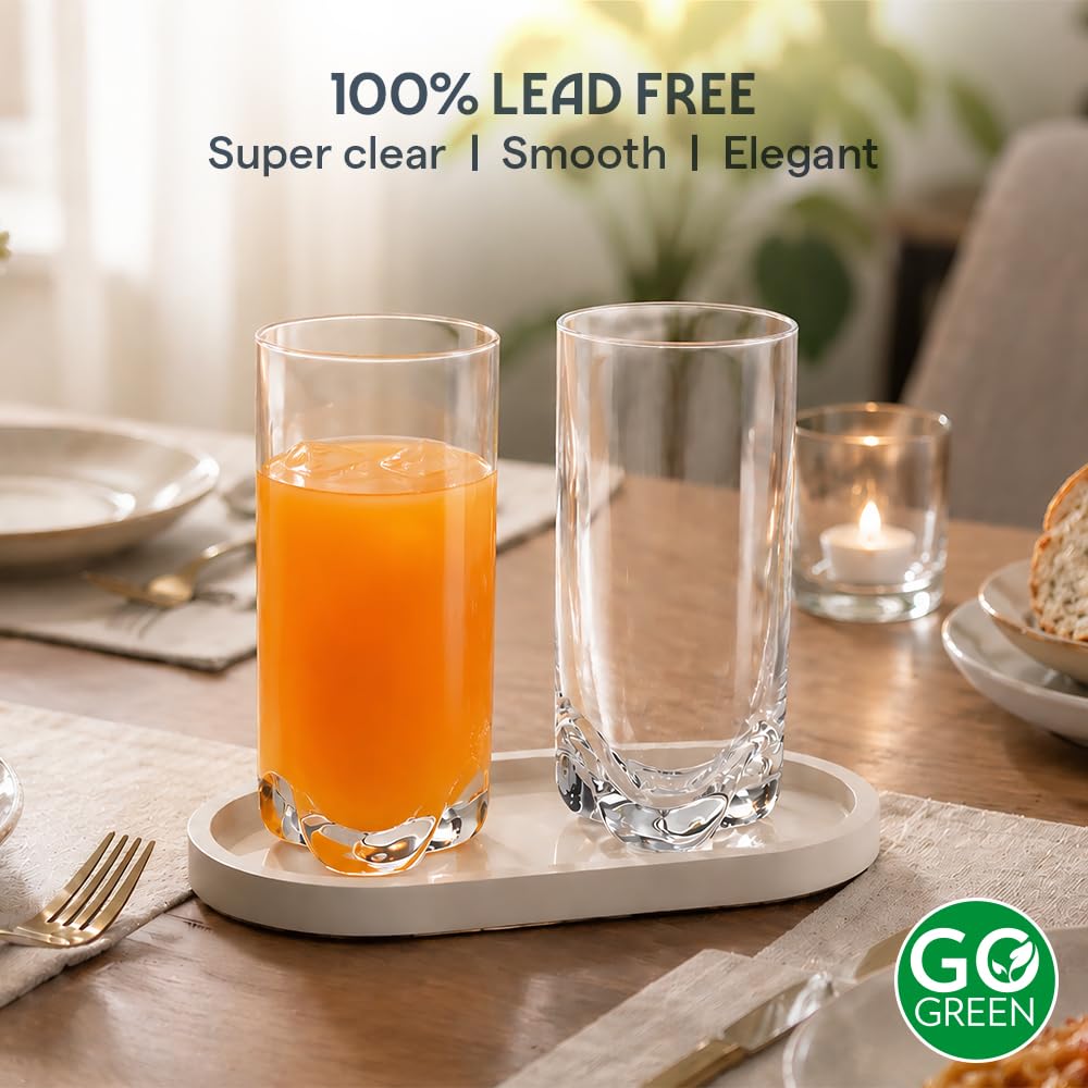 Borosil 350ml x 6pc Orion Glass Tumbler Set | Stylish Drinking Glasses for Water, Juice & Soft Drinks | Elegant Glassware for Home, Parties & Gifting BGFGSD00037