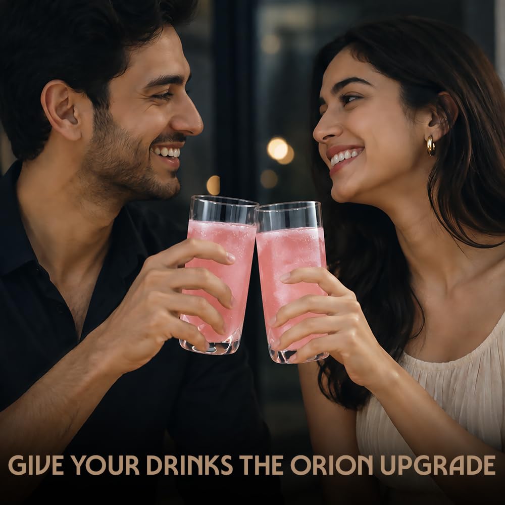 Borosil 350ml x 6pc Orion Glass Tumbler Set | Stylish Drinking Glasses for Water, Juice & Soft Drinks | Elegant Glassware for Home, Parties & Gifting BGFGSD00037
