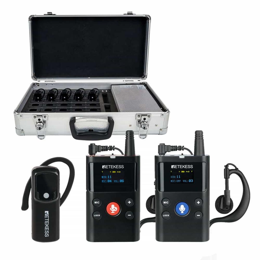 Retekess TT126 TT126E Full-duplex Communication System for Tours, Factory Visits, Training, and Conferences with 30-slot Charging Case
