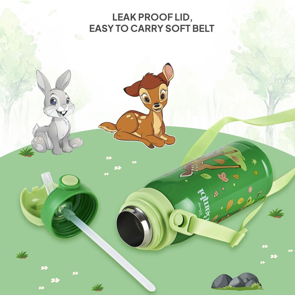 CELLO Ever Pop Insulated Stainless Steel Kids Flask 440 ml, Green | Leakproof Push Button Open Double Wall Insulated Hot & Cold Thermosteel Kids Sipper Water Bottle for School, Travel & Daily Use
