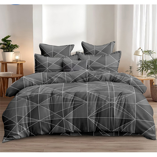 Dark Grey Geometric Pattern Bedsheet Set