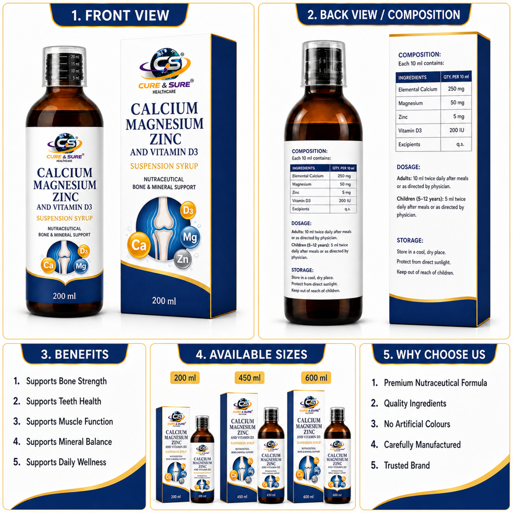 Nutraceuticals Calcium Magnesium Zinc And Vitamins D Suspension Third Party Manufacturing