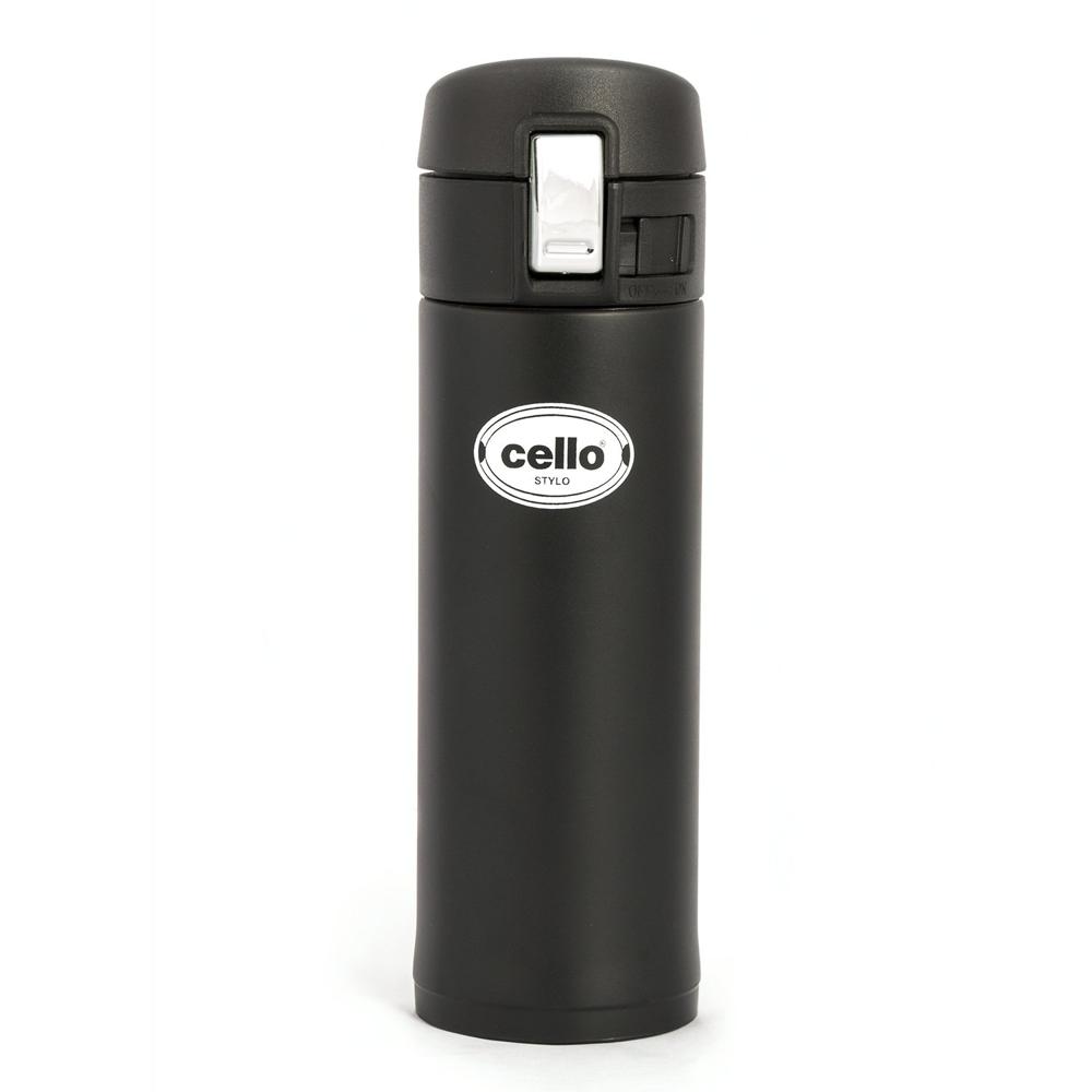 Cello Stylo Stainless Steel Bottle, 450ml, Black
