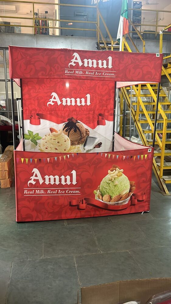 Fabric Kiosk - Durable Printed Fabric, 8x6x8 Ft, Red Canopy, Aluminum Frame | Dual Side Top Branding, Lightweight Portable Display