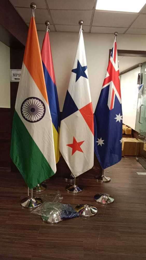 Indoor flag pole conference flag