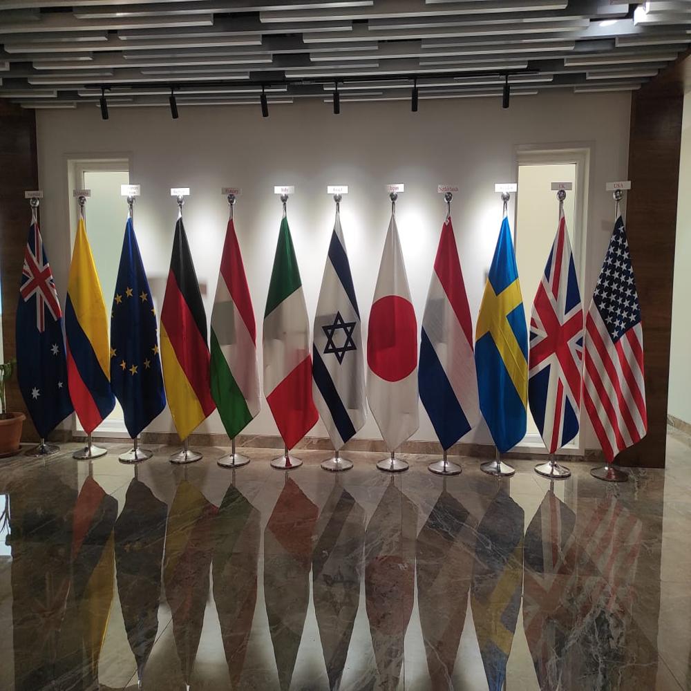 Indoor flag pole conference flag