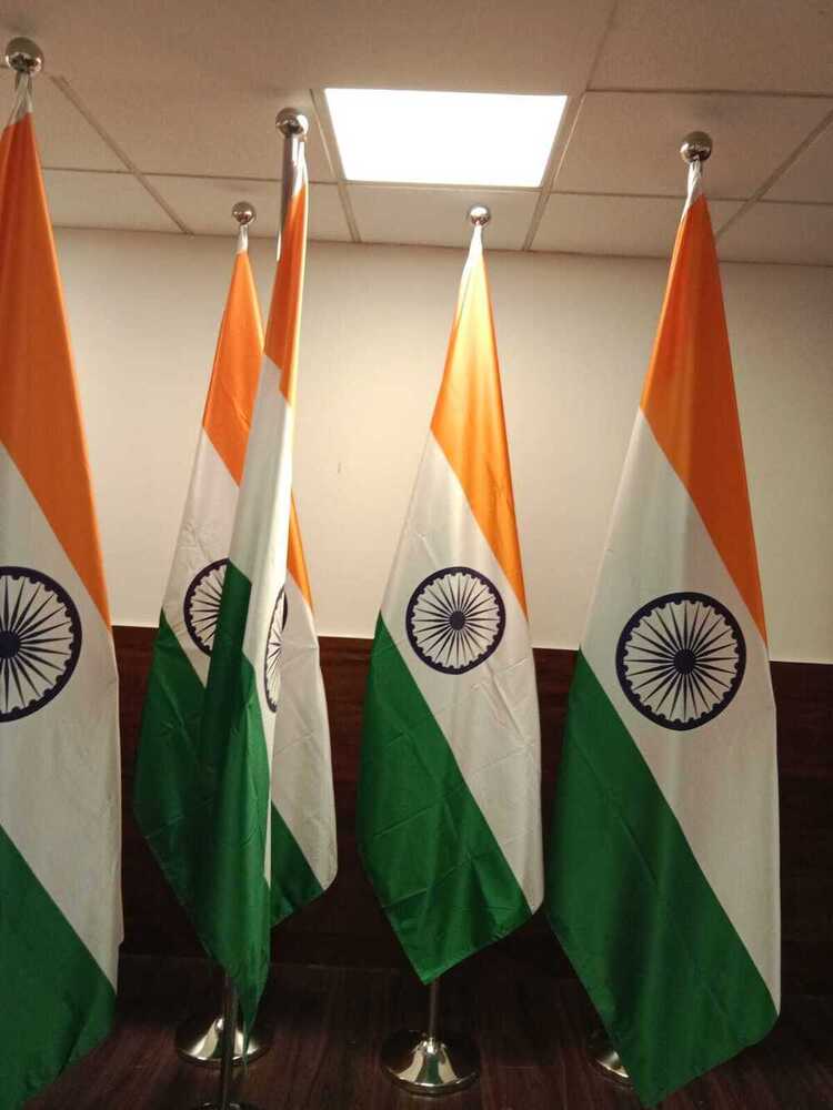 Indoor flag pole conference flag