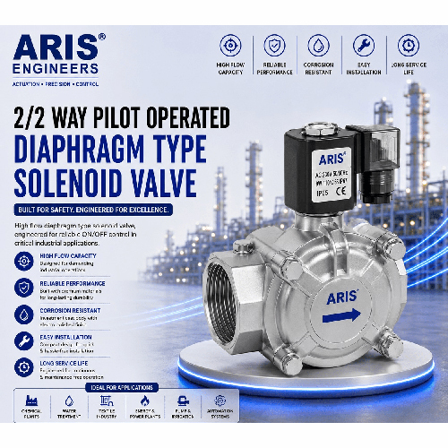 ARIS 2-2 WAY PILOT OPERATED DIAPHRAGM TYPE SOLENOID VALVE
