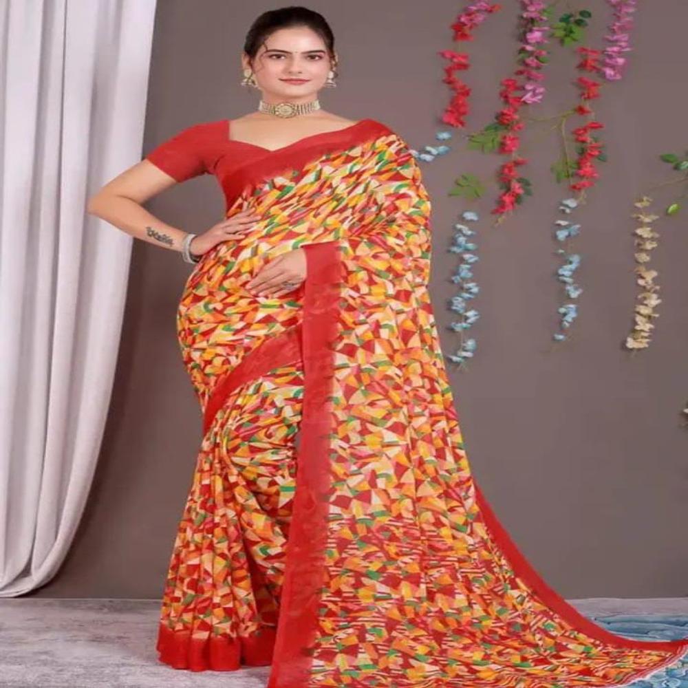 woman daily use printed saree