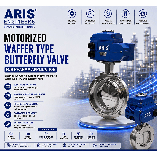 ARIS MOTORIZED WAFFER TYPE BUTTERFLY VALVE FOR PHARMA APPLICTION